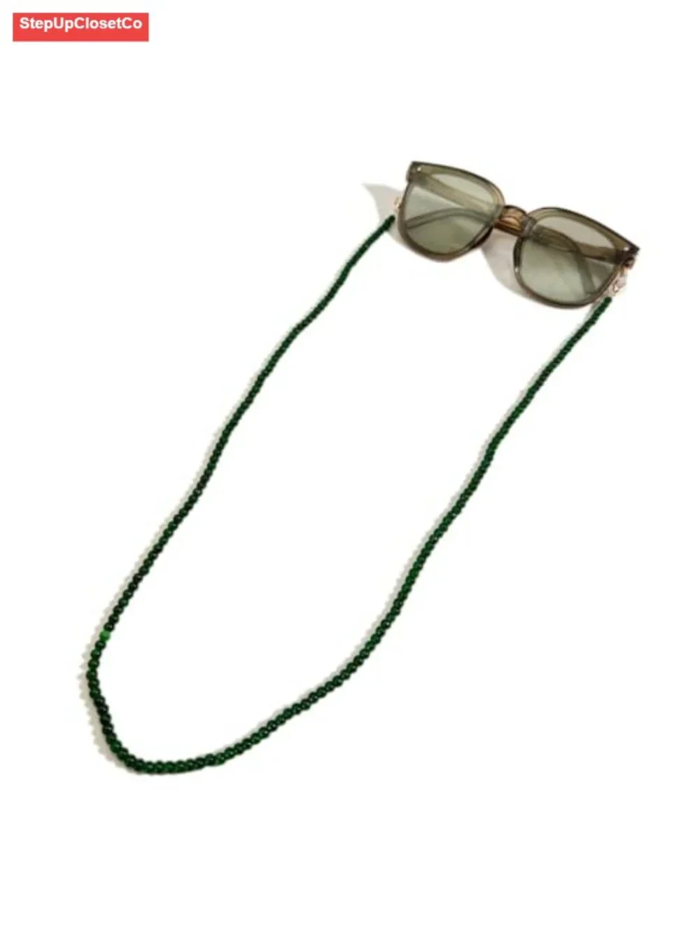 Beaded Eyeglass Chain with Silicone Loops, Adjustable Glasses Retainer Lanyard